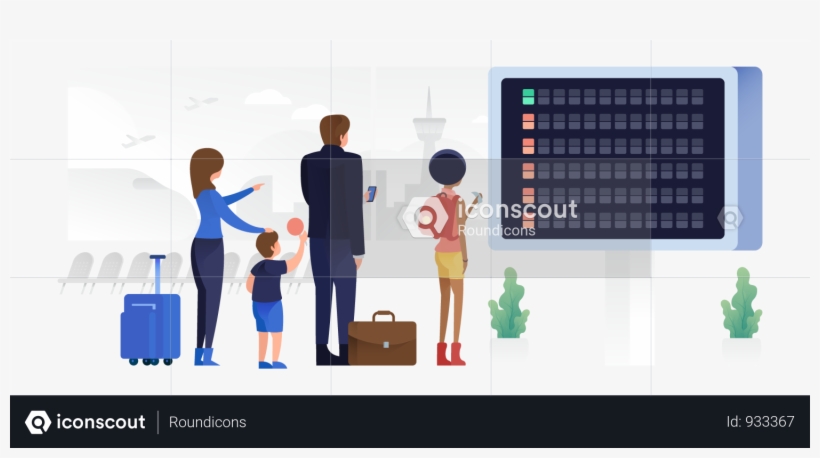 People Checking Departure Board Waiting For Their Flight - Team, transparent png download