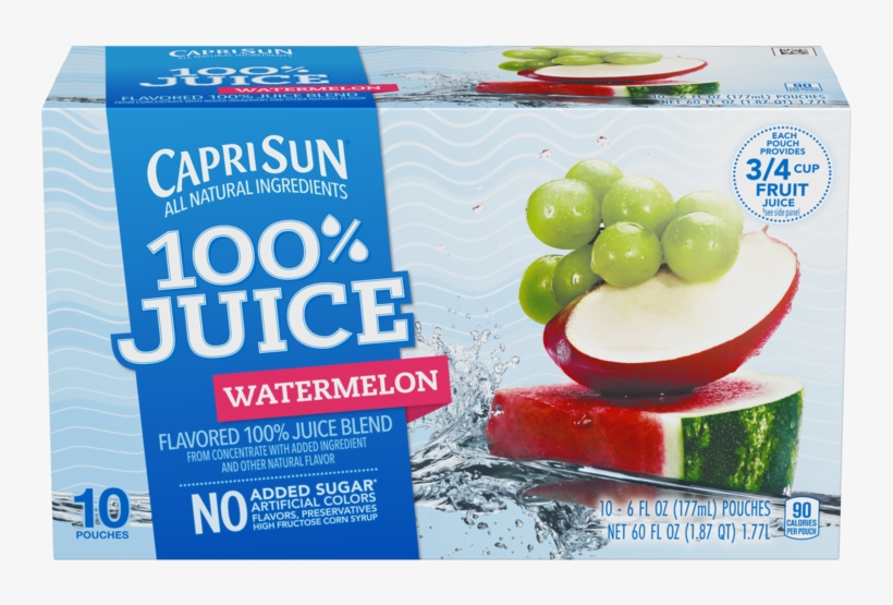 Capri Sun 100% Juice Watermelon - Capri Sun 100 Juice, transparent png download