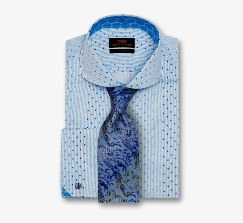 Striped Dot Dress Shirt - Formal Wear, transparent png download