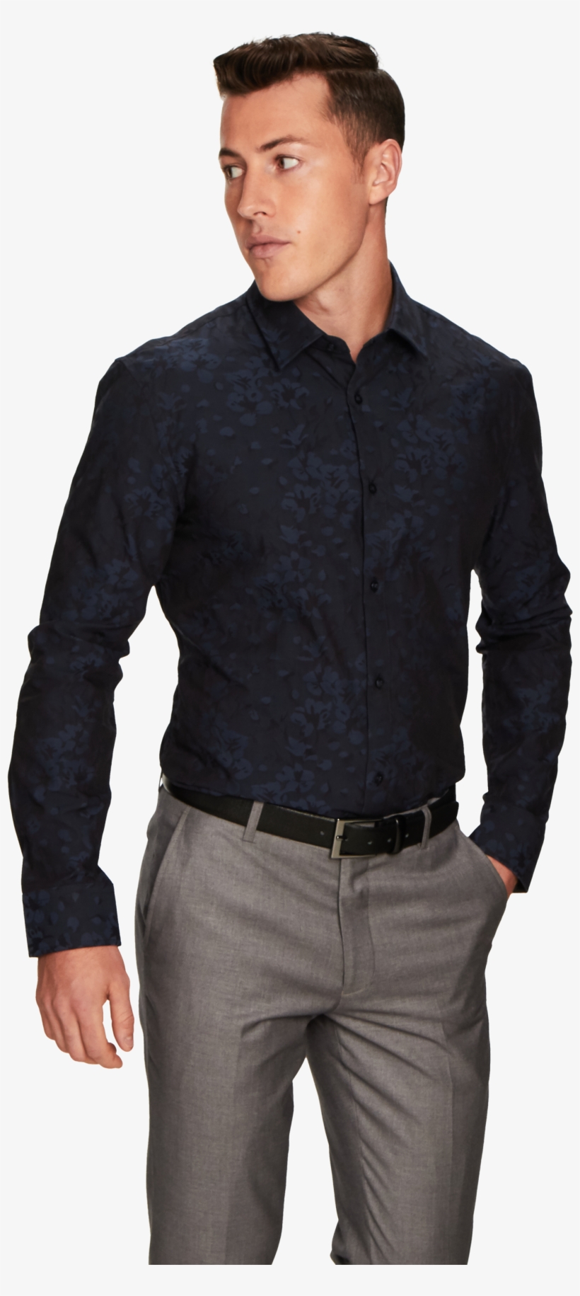 Navy Torque Slim Fit Dress Shirt - Veste De Sport Homme Nike, transparent png download