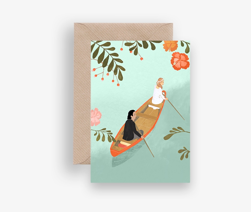 Canoe Wedding Greeting Card - Surfing, transparent png download