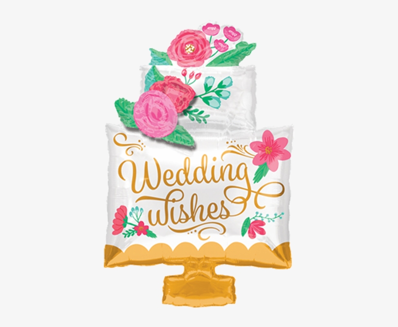 Wedding Wishes Hochzeitstorte Mit Blumen Folienballon - Balloon, transparent png download