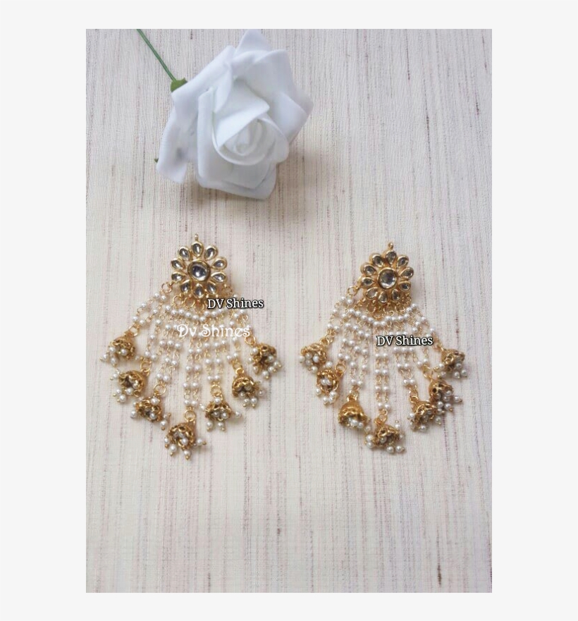 Light Weight Jhumki Earrings In Kundan,kundan Earrings,ethnic - Earrings, transparent png download