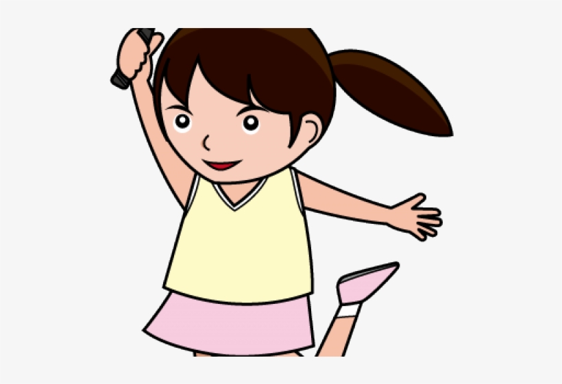 Badminton Clipart Tennis Player - Girl Playing Badminton Clipart, transparent png download