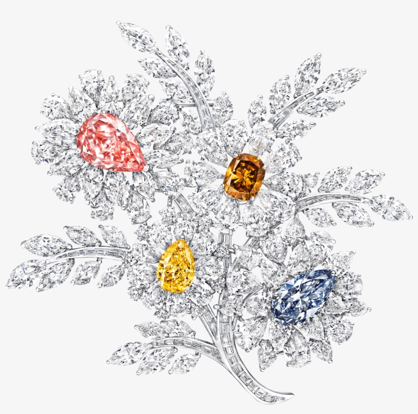 A Rare Coloured Diamond Brooch By Graff - Sketch, transparent png download