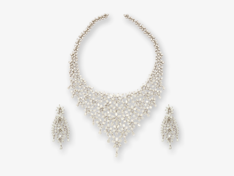 Necklace Set With Faceted Round Diamonds - Necklace, transparent png download