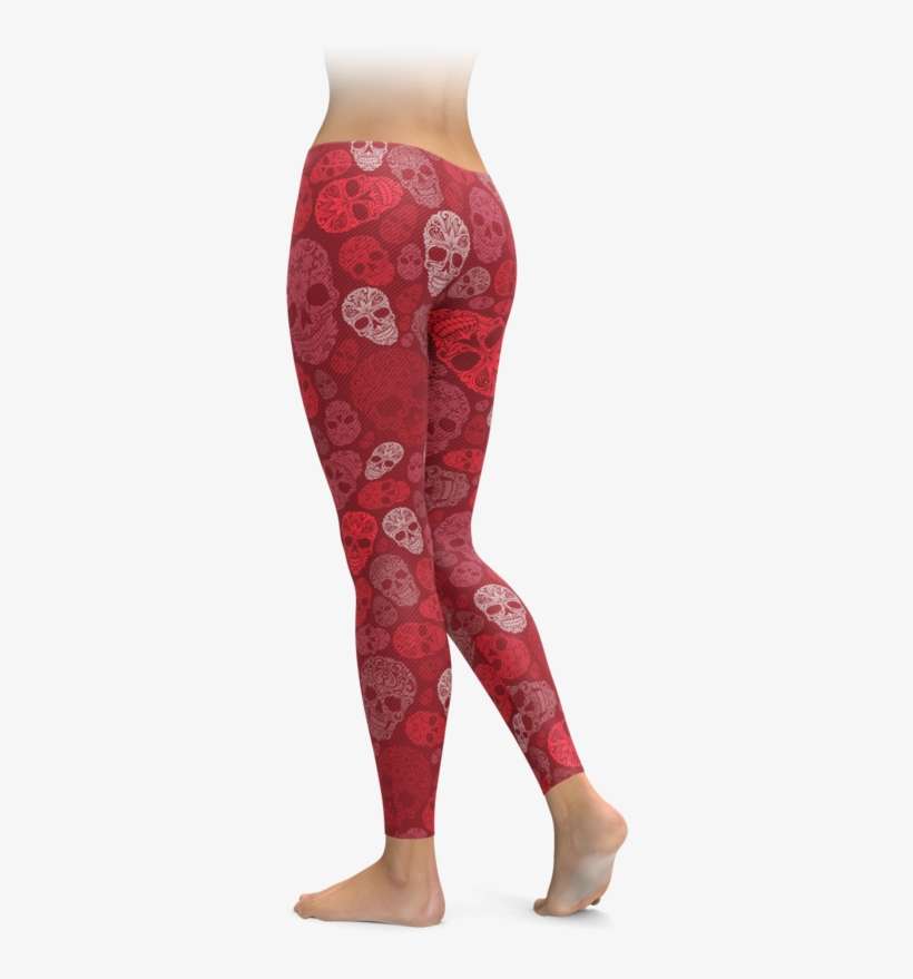 Red On Red Skull Leggings - Leggings, transparent png download