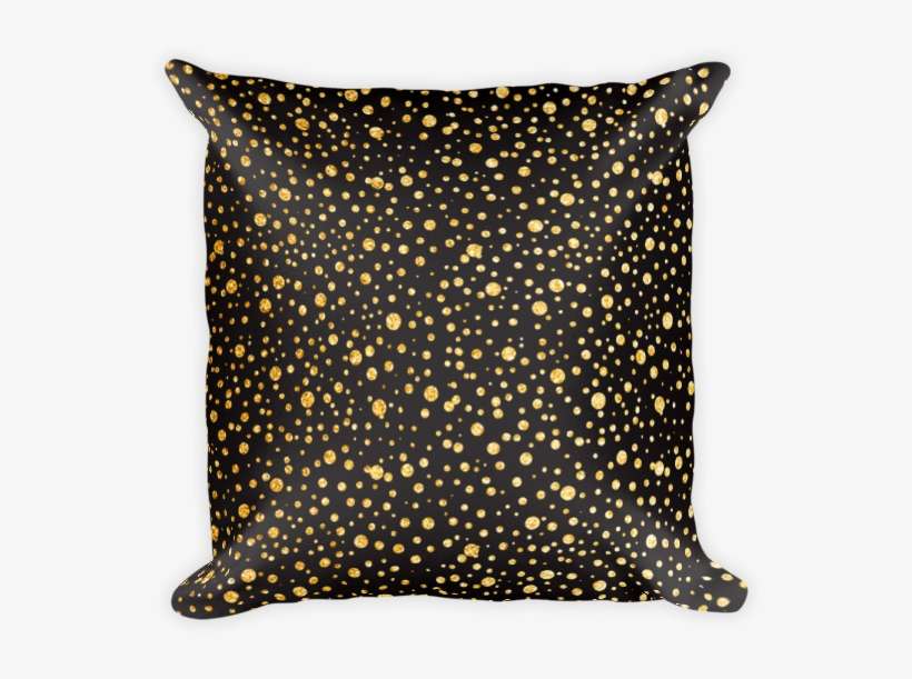 Gold Dots On Black Square Pillow - Throw Pillow, transparent png download