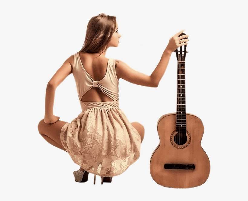 Woman With Guitar - Acoustic Guitar, transparent png download
