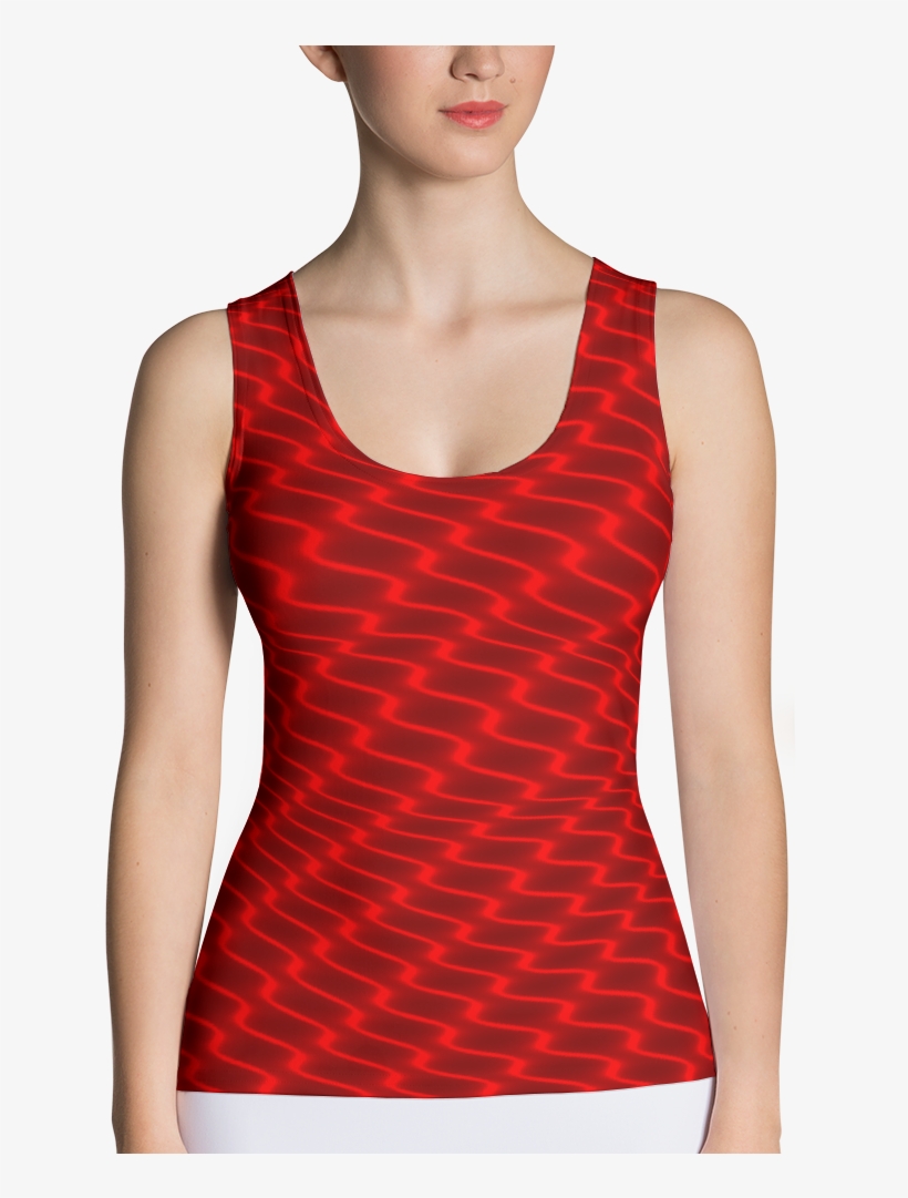 Neon Wavy Lines Red Tank Top - Top, transparent png download