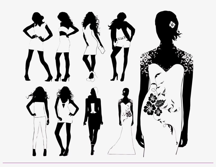 Vector Library Stock Model Fashion Runway Silhouette - 飾り 罫 フリー 素材, transparent png download