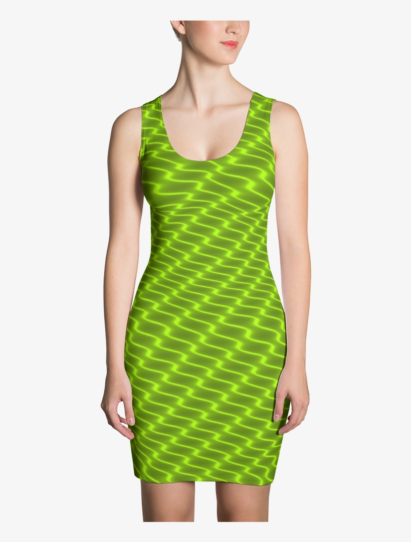 Neon Wavy Lines Yellow Dress - Dress, transparent png download