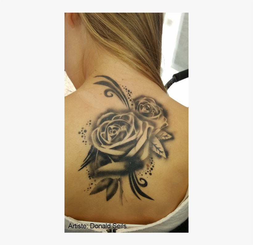 Rose Shoulder Tattoos - Rose Tattoos With Scrolls, transparent png download