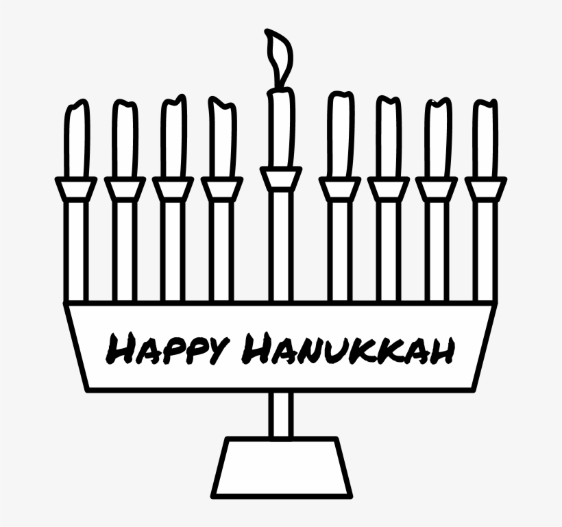 Menorah, Happy Hanukkah Writing, Shamash Candle Lit, - Diagram, transparent png download