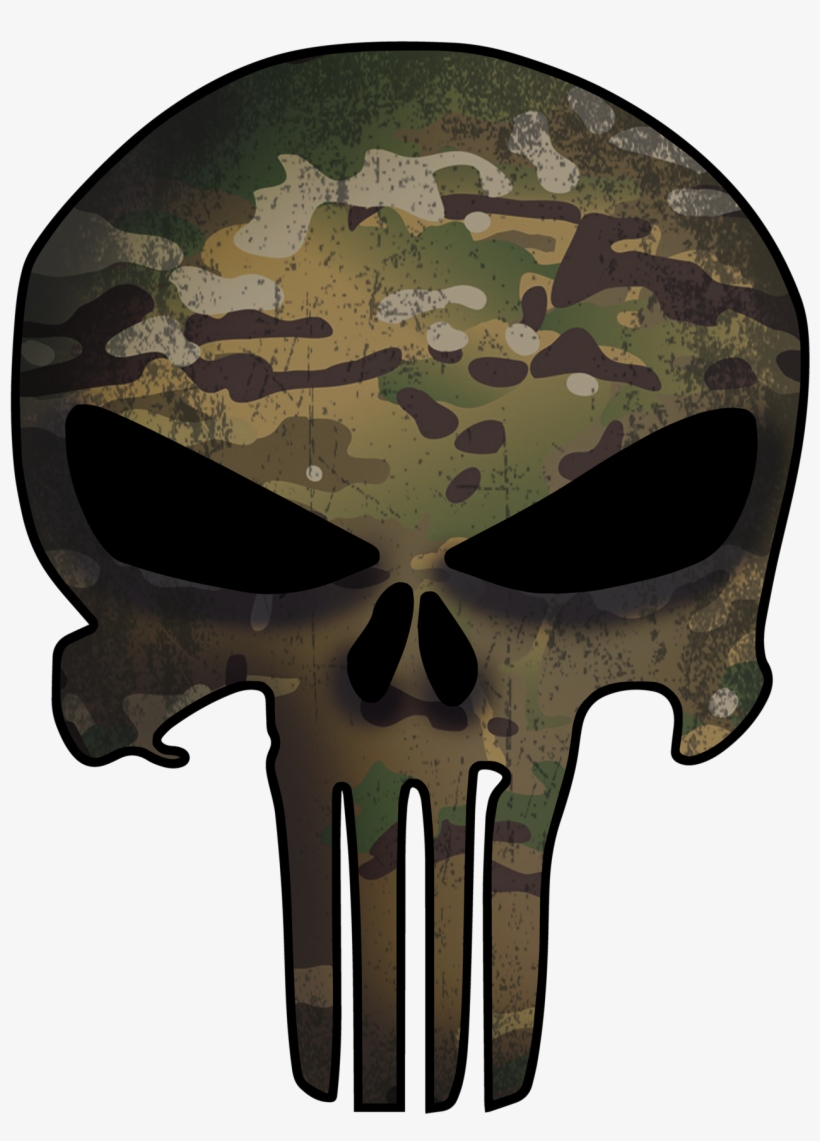 Multicam Punisher Decal - Punisher Stencils, transparent png download