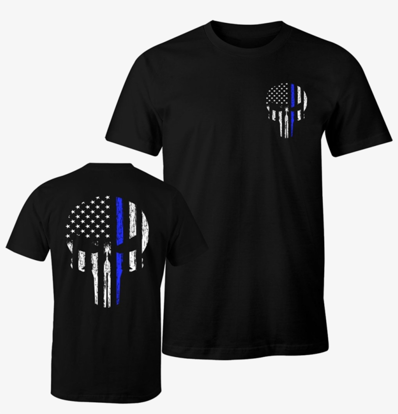 Thin Blue Line Shirt T Punisher Skull Decal Sticker - Police Tshirts, transparent png download