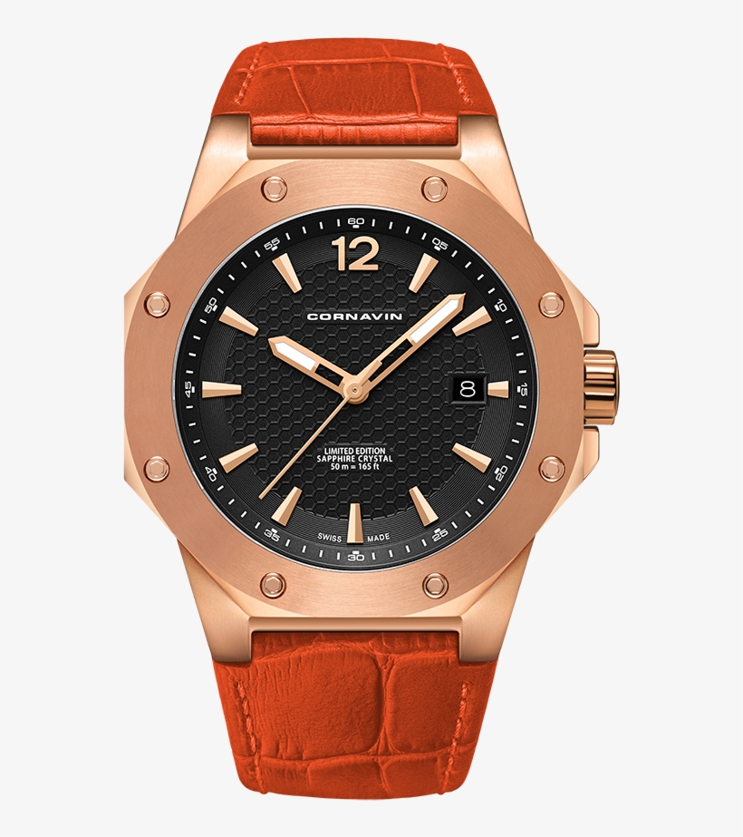 Octagonal Stainless Steel Case With Rose Gold Pvd-coating - Cornavin Downtown Gold, transparent png download