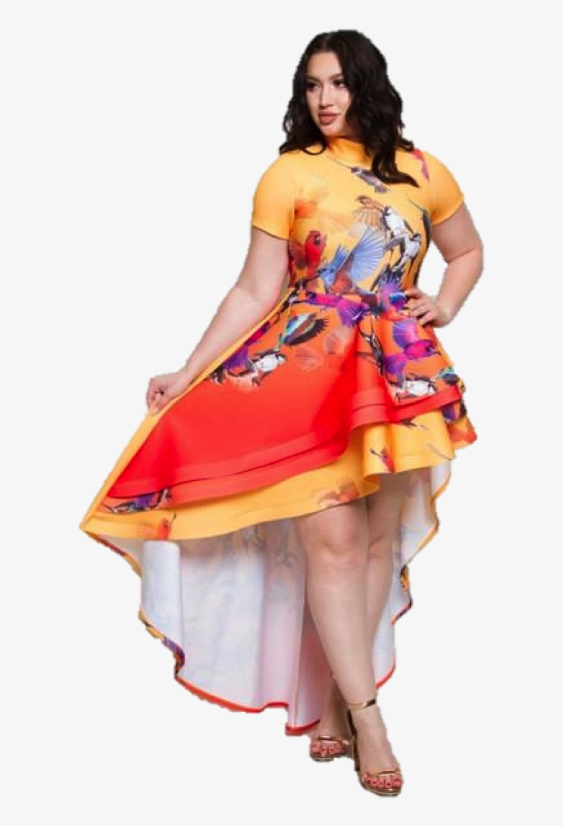 Plus Sexy Babe Cascade Back Digital Print Dress - Photo Shoot, transparent png download