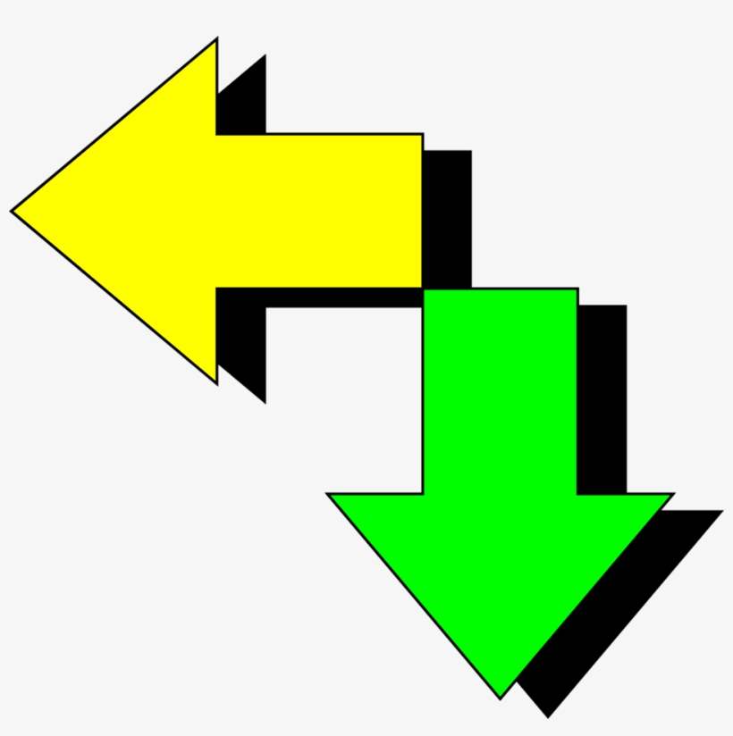 Yellow And Green Arrow - Green Down Arrow Png, transparent png download