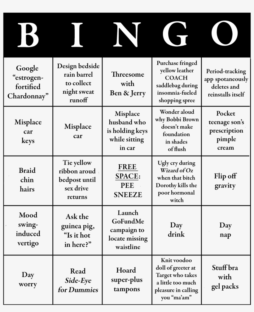 Perimenopausal Bingo - Tabla De Sumar Para Niños, transparent png download