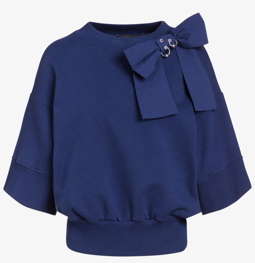 Cotton Sweatshirt With Bow And Piercing Decoration, transparent png download