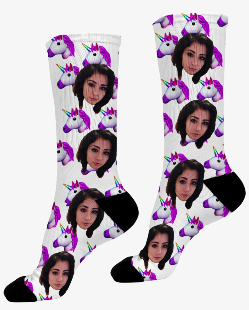 Unicorn Emoji Face Socks - Girl, transparent png download
