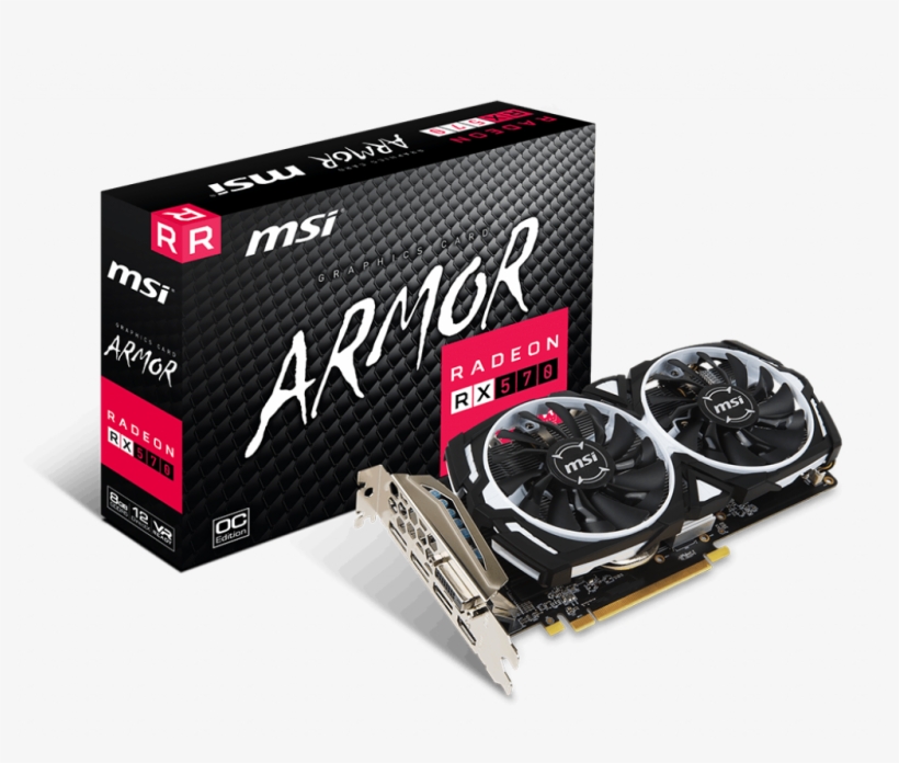 Radeon™ Rx 570 Graphics Cards Radeon Rx 570 Armor 8g - Msi Armor Rx 570, transparent png download