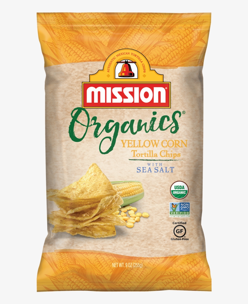 Organic Yellow Corn Tortilla Chips - Mission Tortilla Chips, transparent png download