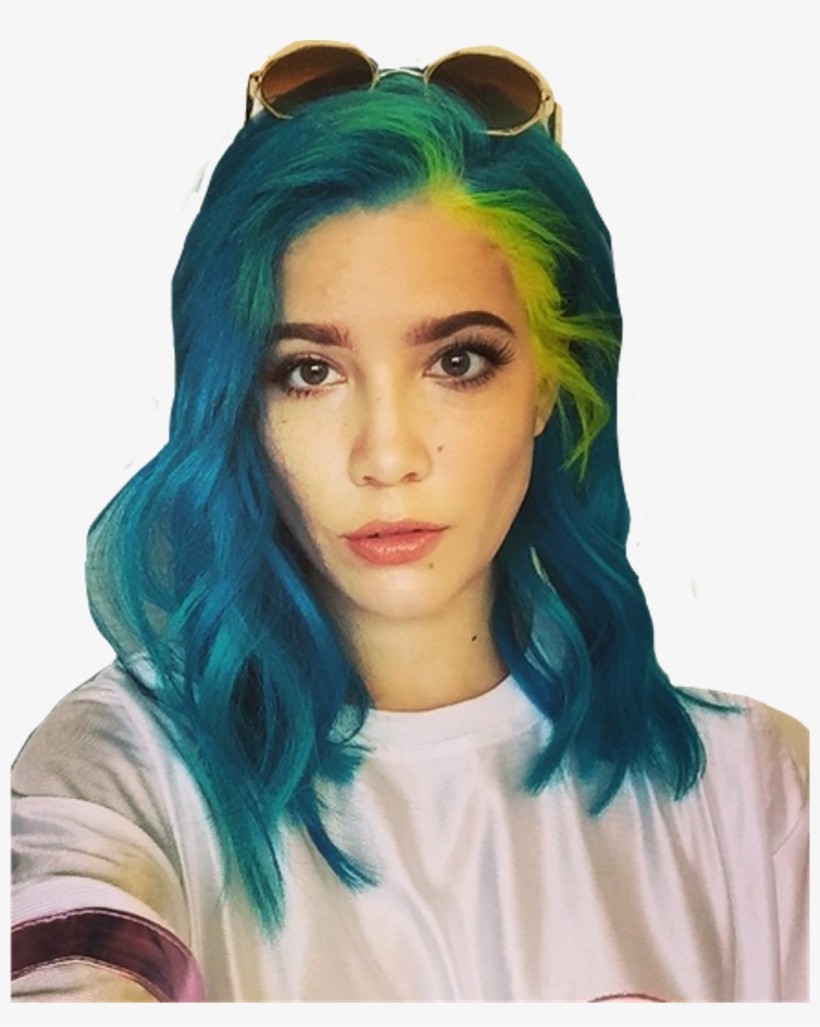 Halsey Halseybadlands Badlands Aesthetic Music Freetoed - Halsey With Blue Hair, transparent png download