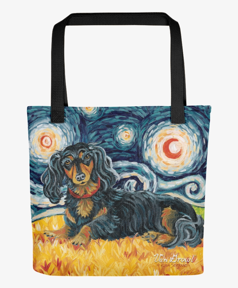 Dachshund Starry Night Tote - Boston Terrier On A Starry Night, transparent png download