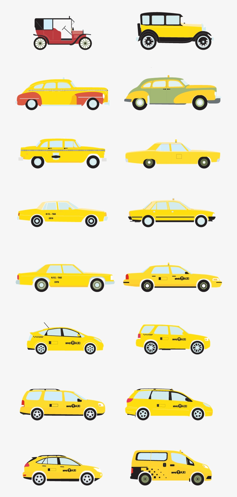 720 X 1729 2 - New York Taxi Evolution, transparent png download