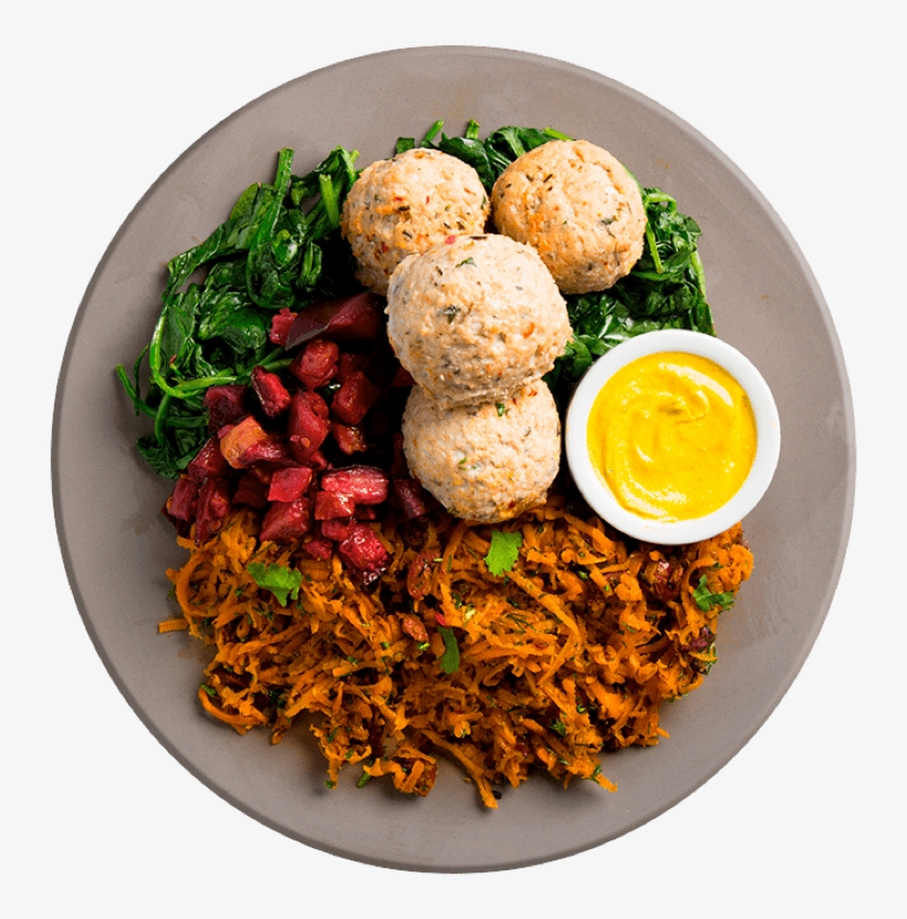 Greek Chicken Meatball Bowl With Turmeric Tahini Sauce - Nasi Campur, transparent png download