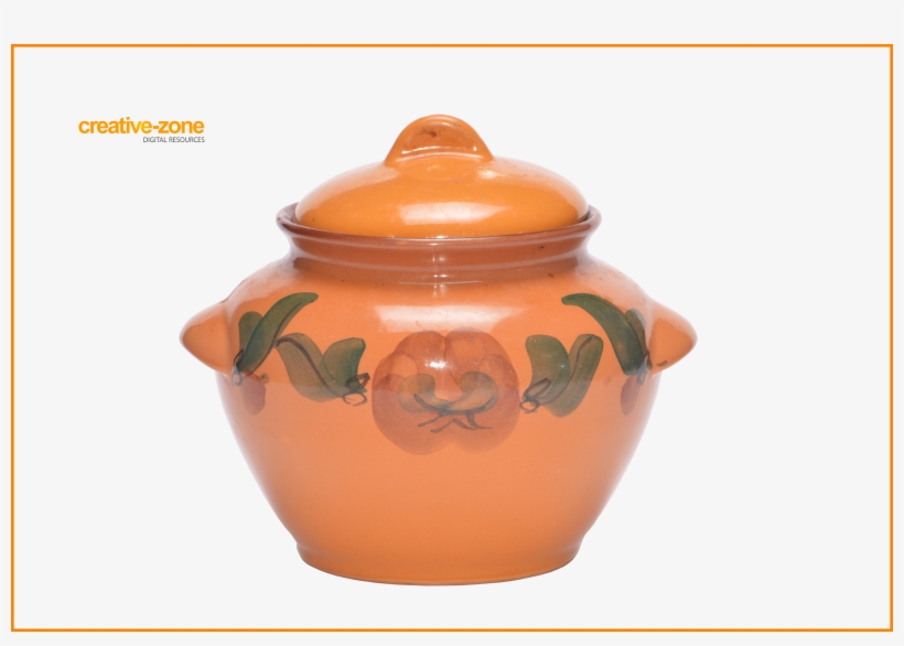 Cooking Ceramic Clay Painted Pot With Lid Transparent - Ceramic, transparent png download