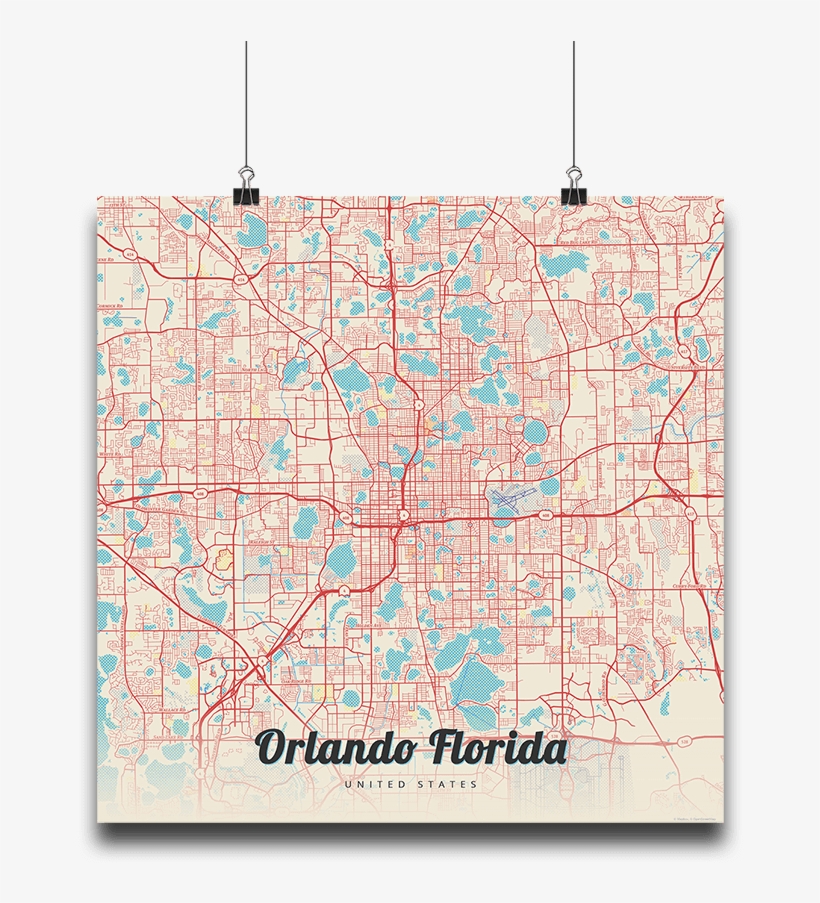 Premium Map Poster Of Orlando Florida - Atlas, transparent png download