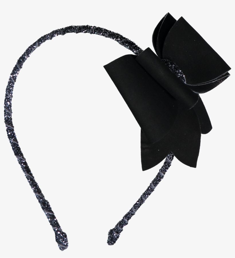 Leather Headband Big Bow Black - Necklace, transparent png download