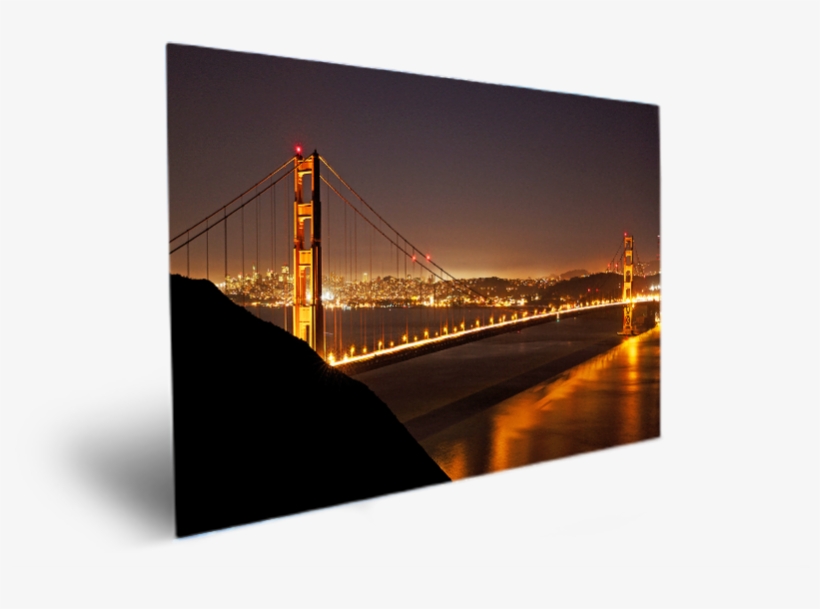 Night Look Golden Gate Bridge - Self-anchored Suspension Bridge, transparent png download