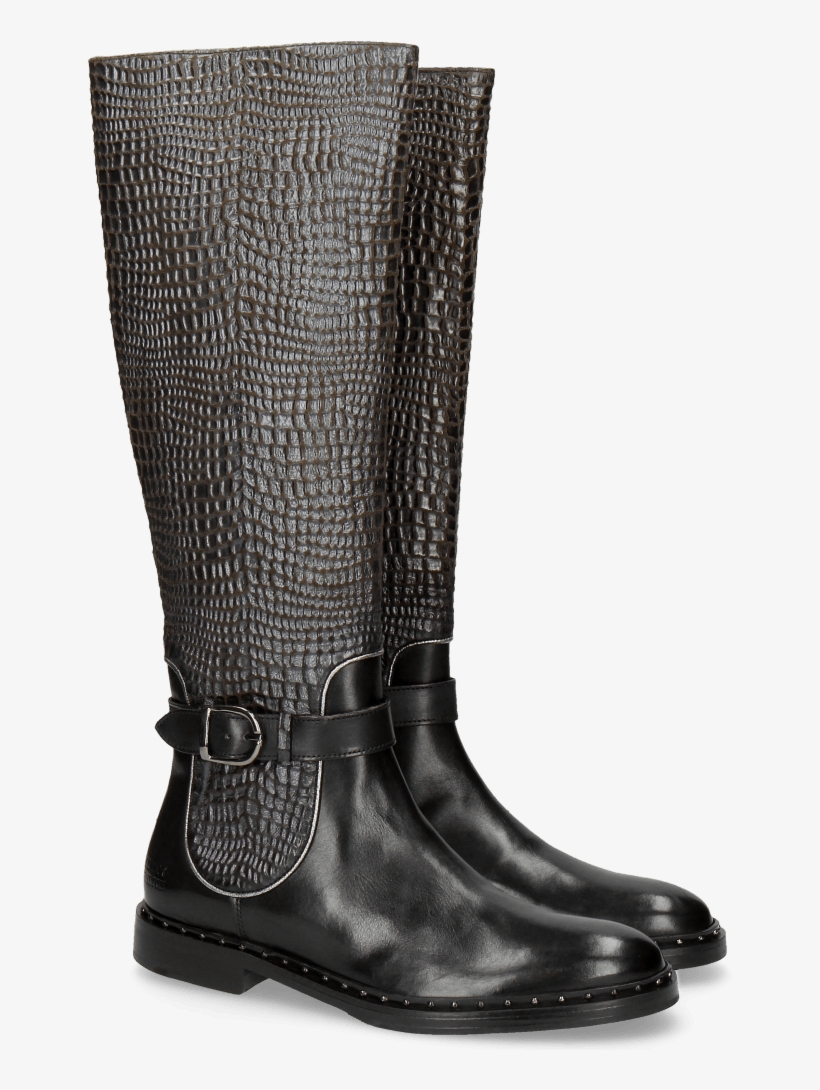 Boots Sally 59 Black Wellington Lead Binding Silver - Riding Boot, transparent png download