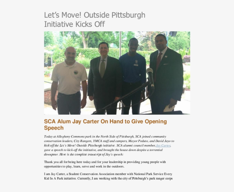 Outside Pittsburgh Initiative Kicks Off Sca Alum Jay - Team, transparent png download