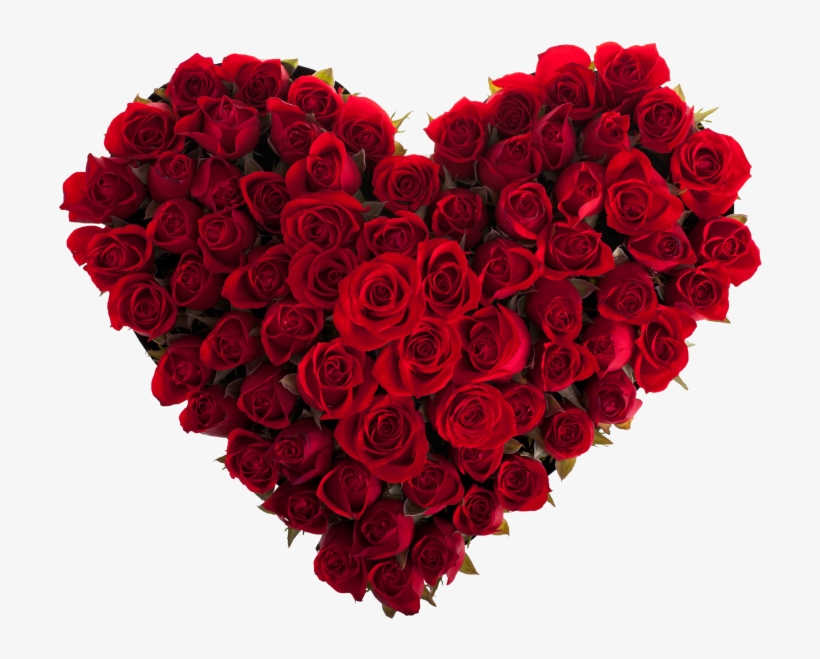 Heart With Red Roses - Heart Flower Rose, transparent png download