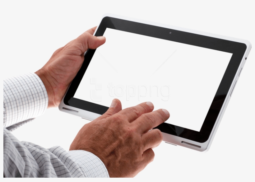 Free Png Download Hand Using Tablet Png Images Background - Tablet In Hand Png, transparent png download