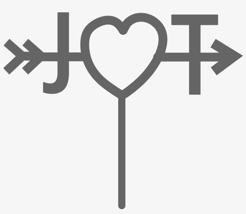Bride & Groom Initials Wedding Cake Topper - Heart, transparent png download