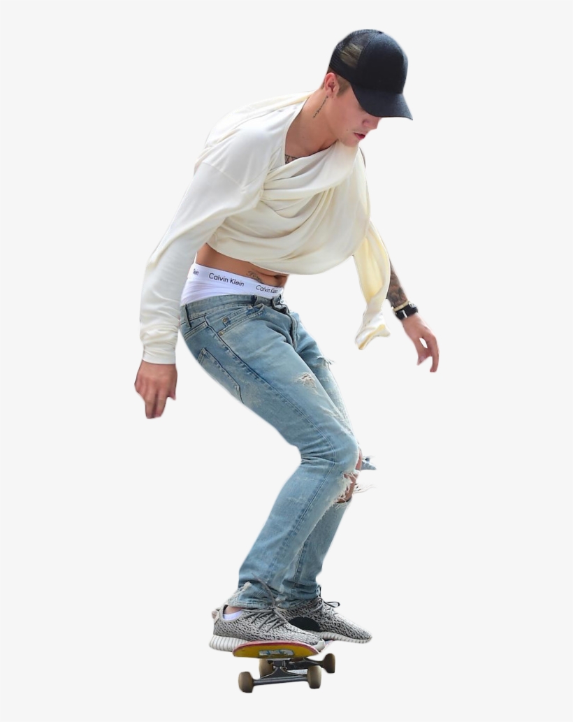 Justin Bieber Skateboarding Png Image - Skateboarder Transparent Background, transparent png download