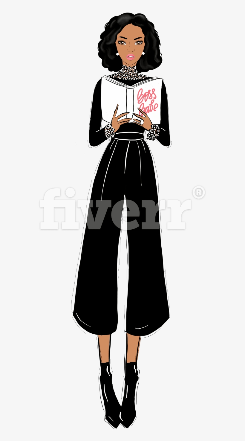 Draw A Fashion Illustration In Watercolor Or Other - Girl, transparent png download