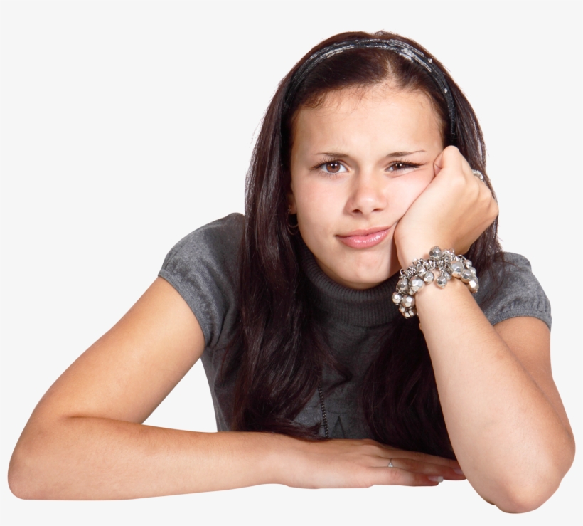 Young Woman Looking Bored And Thinking Png Image - Bored Girl, transparent png download