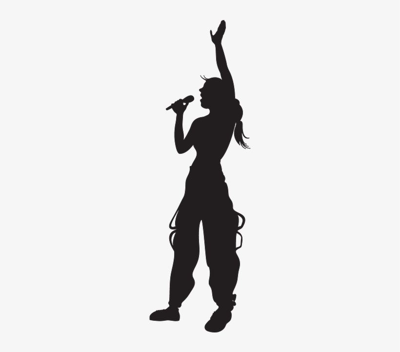 Hand, Singing, Silhouette, Girl, Microphone Girl Silhouette, - Free Girl Singing Silhouette, transparent png download