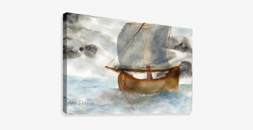 Single Mast Sailing Ship - Printing, transparent png download