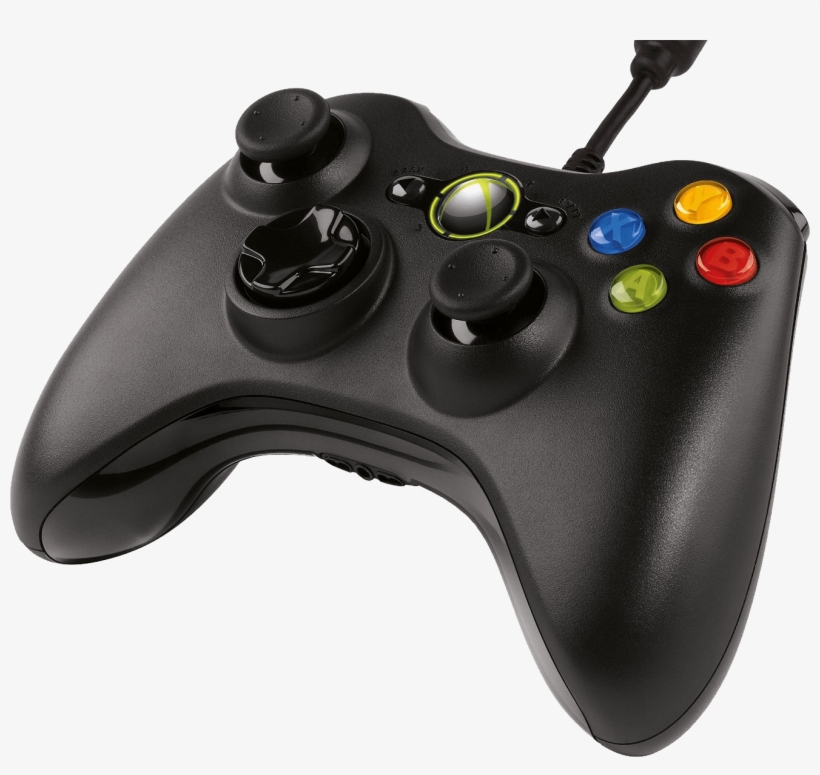 Download - Microsoft Xbox 360 Black Wired Gaming Controller, transparent png download