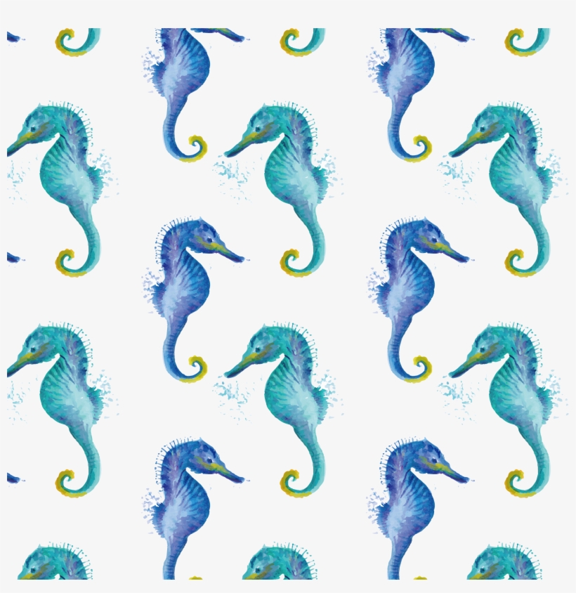Seahorse Hippocampus Green Watercolor Painting - Hippopcampus Pattern, transparent png download