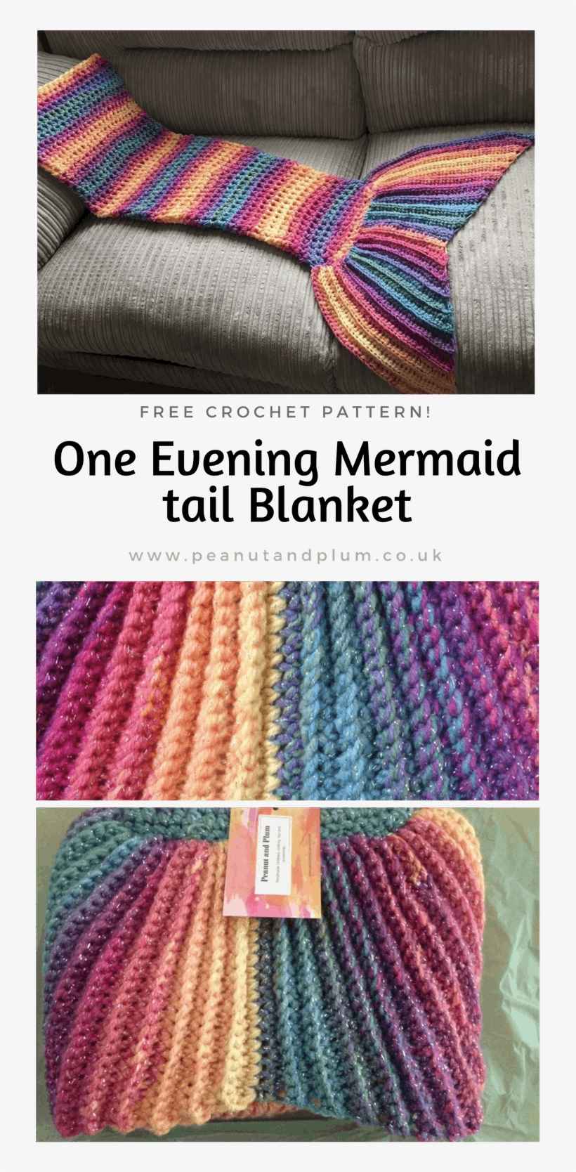 One Evening Crochet Mermaid Tail Blanket Pattern - Crochet, transparent png download