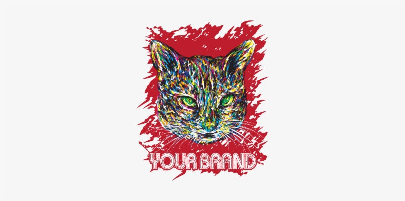 Colorfull Tshirt Design Illustration, Cat, Hand, Illustration - Drawing, transparent png download